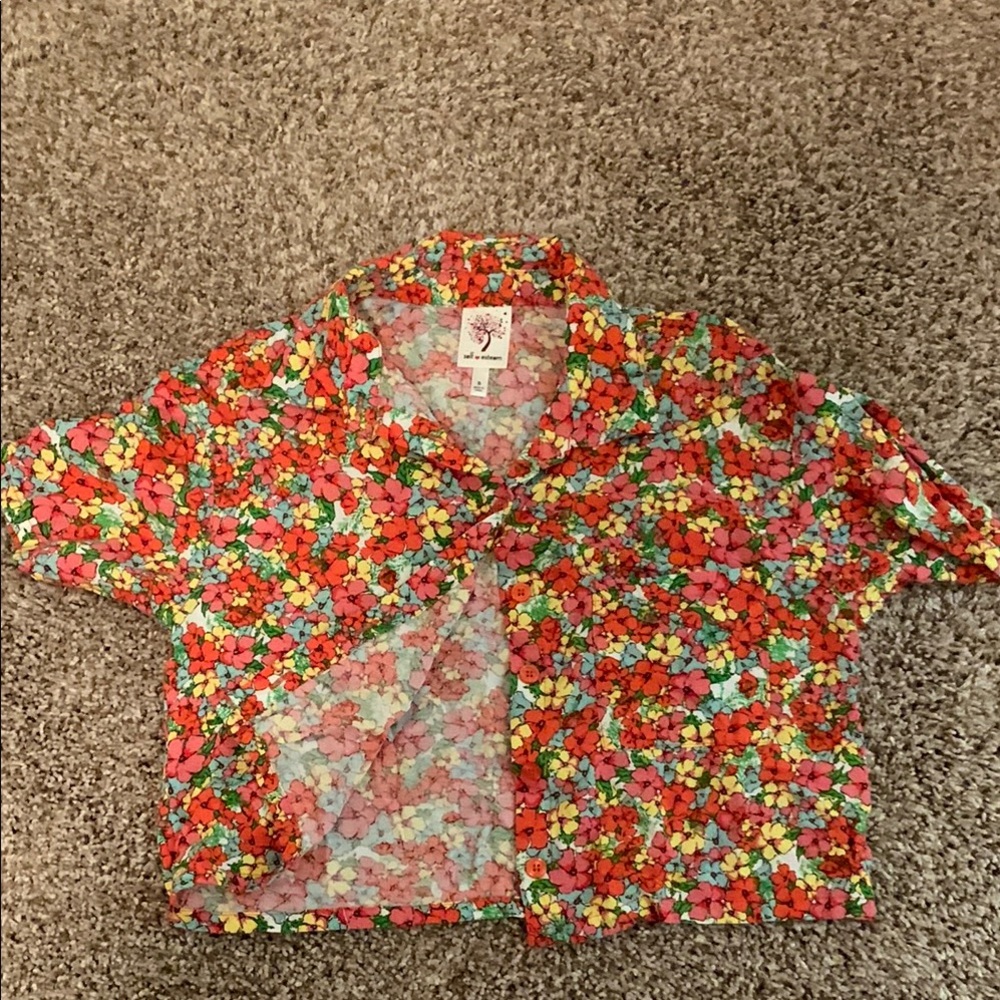 Self Esteem Red Floral Button Down Shirt